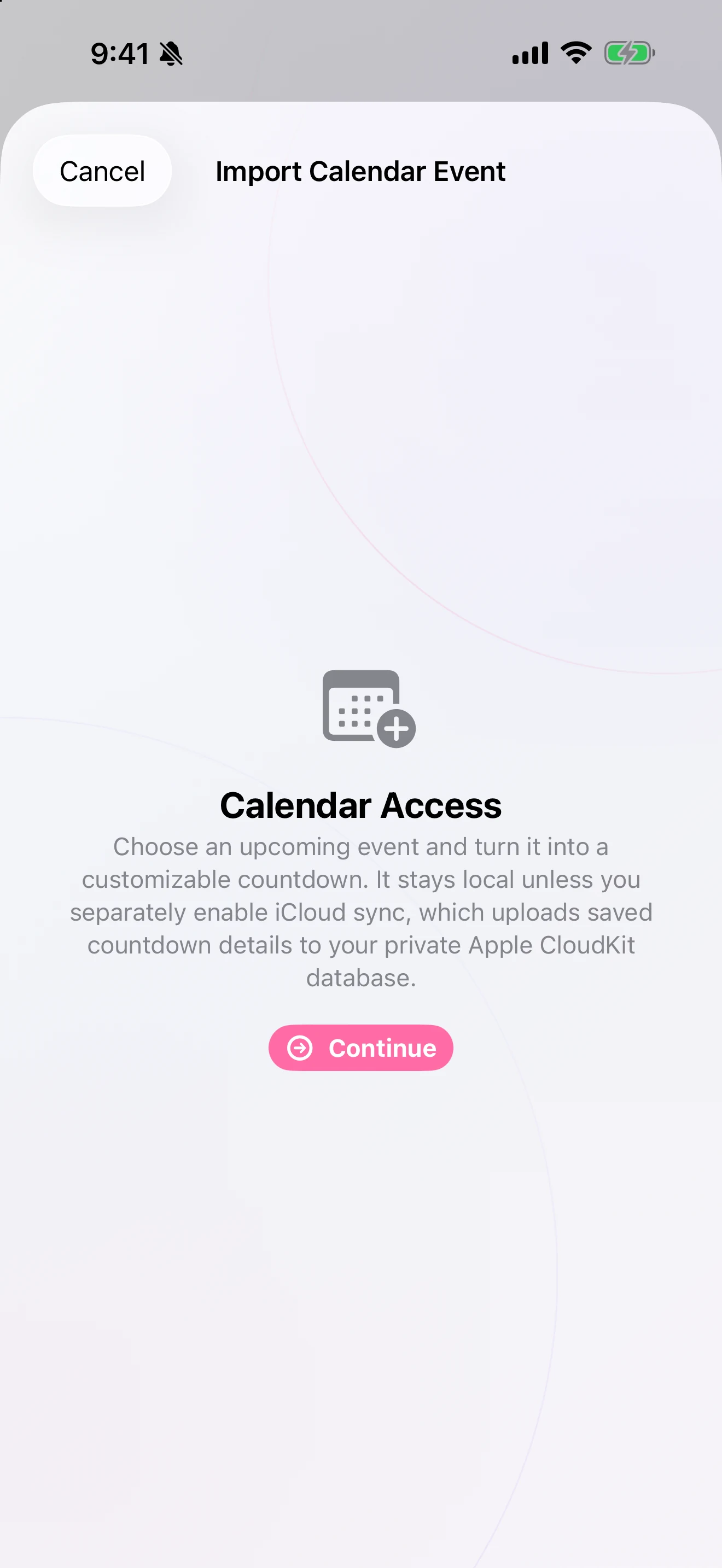 Import upcoming Calendar events in Orbit Down